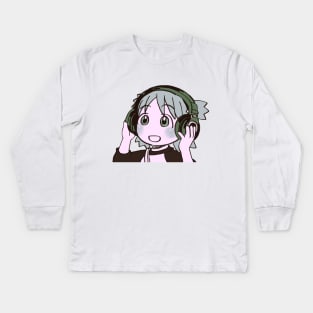 yotsuba vibin' on the headphone Kids Long Sleeve T-Shirt